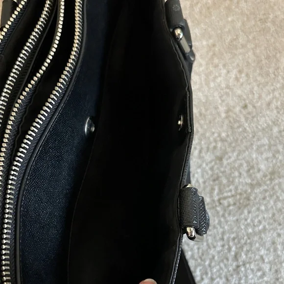 Coach Cross Grain Black Leather Briefcase Laptop Bag F59141 Metropolitan